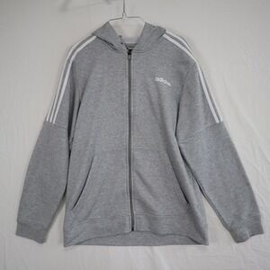 Adidas Hoodie Mens Large Full Zip Activewear Jacket Sweatshirt Gray Long Sleeve